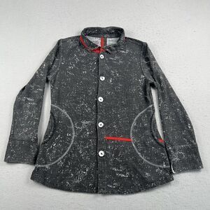 Parsley and Sage Black Red Textured Long Sleeve Collared Button Front Jacket‎ S
